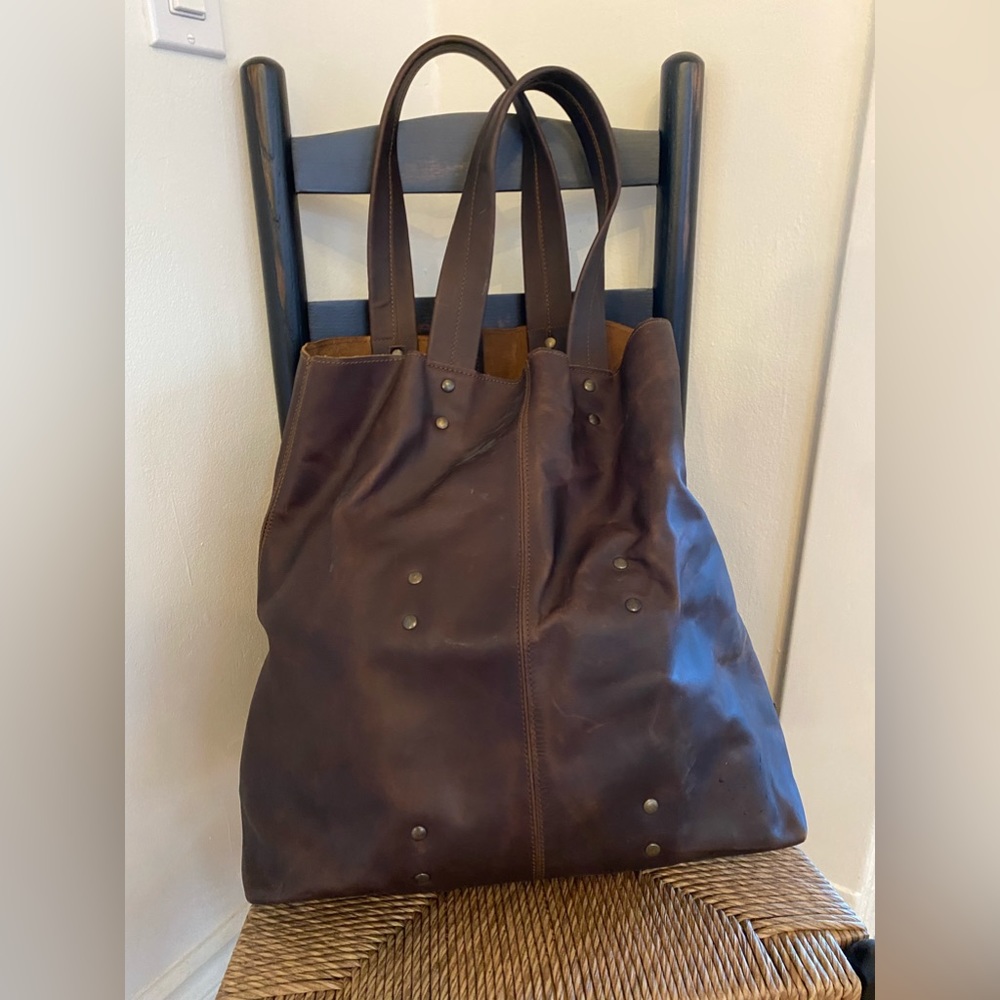 Never used Giant Weekend Leather Tote from Love41–Dark Coffee Brown